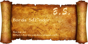 Borda Sándor névjegykártya
