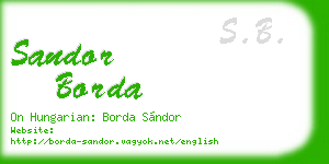 sandor borda business card